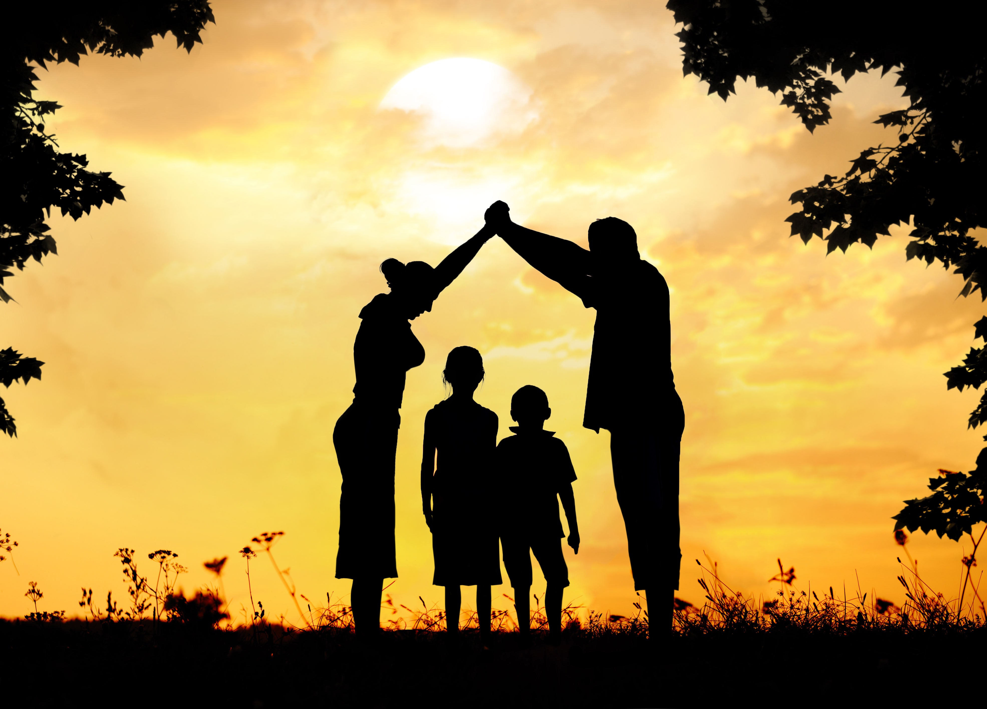 Mom Dad Kids Family Outside Sunset Protect.jpg