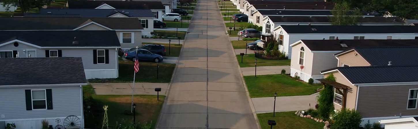 A view down the Hames street with houses on either side