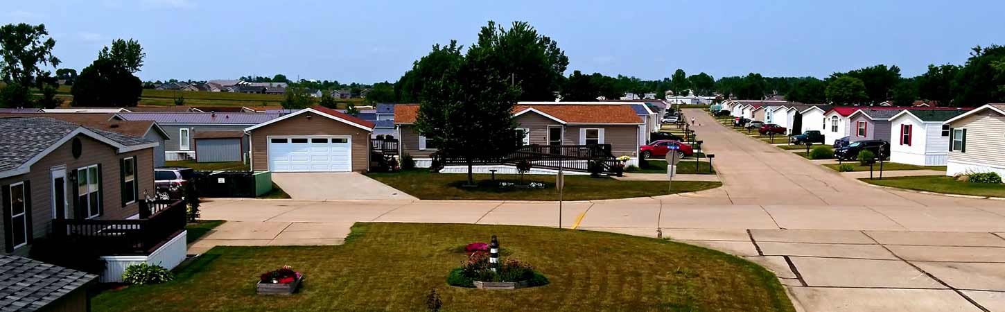 An aerial shot of the Hames Homes community